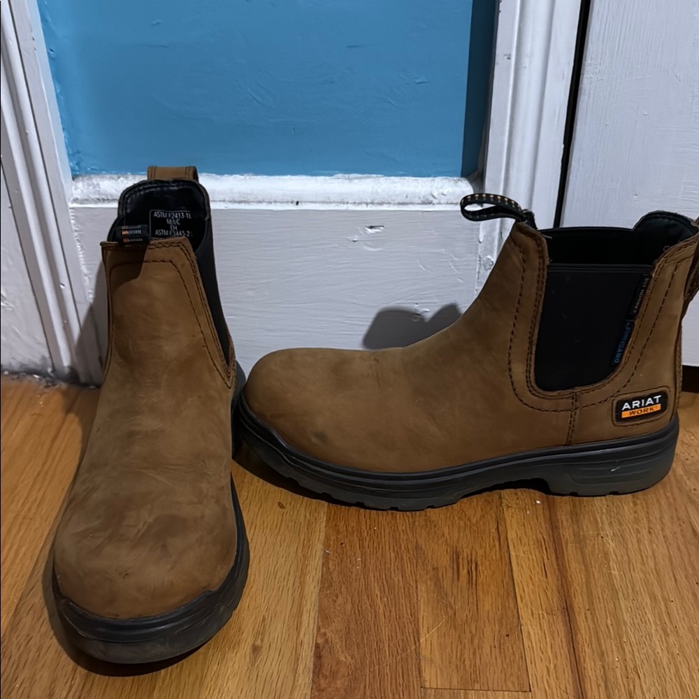 Ariat Brown Chelsea Work Boots with Carbon Fiber Toe